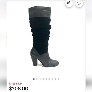 Antonio Melani Heeled Boots Slouchy Suede & Leather Detail Round Toe Size 9.5 M